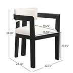 Bouclé Fabric Dining Chair with Armrests – Black & Beige / Light Ash & Beige / Walnut & Beige, Modern Style, Single