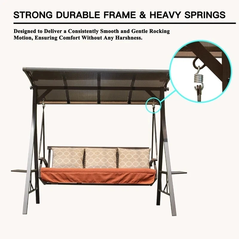 GDFStudio - Bella Outdoor Adjustable Patio Swing Chair with Steel Frame and Canopy
