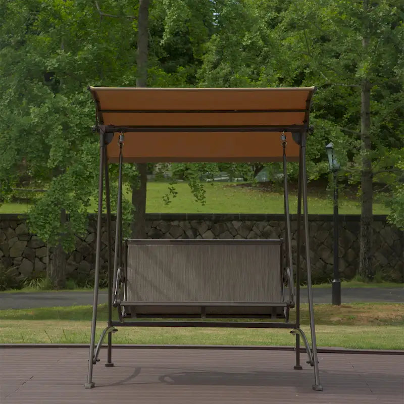 GDFStudio - Bella Outdoor Adjustable Patio Swing Chair with Steel Frame and Canopy