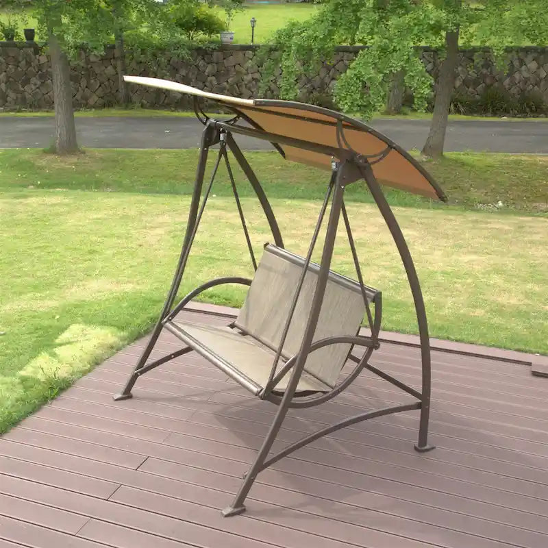 GDFStudio - Bella Outdoor Adjustable Patio Swing Chair with Steel Frame and Canopy