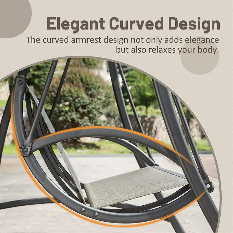 GDFStudio - Bella Outdoor Adjustable Patio Swing Chair with Steel Frame and Canopy