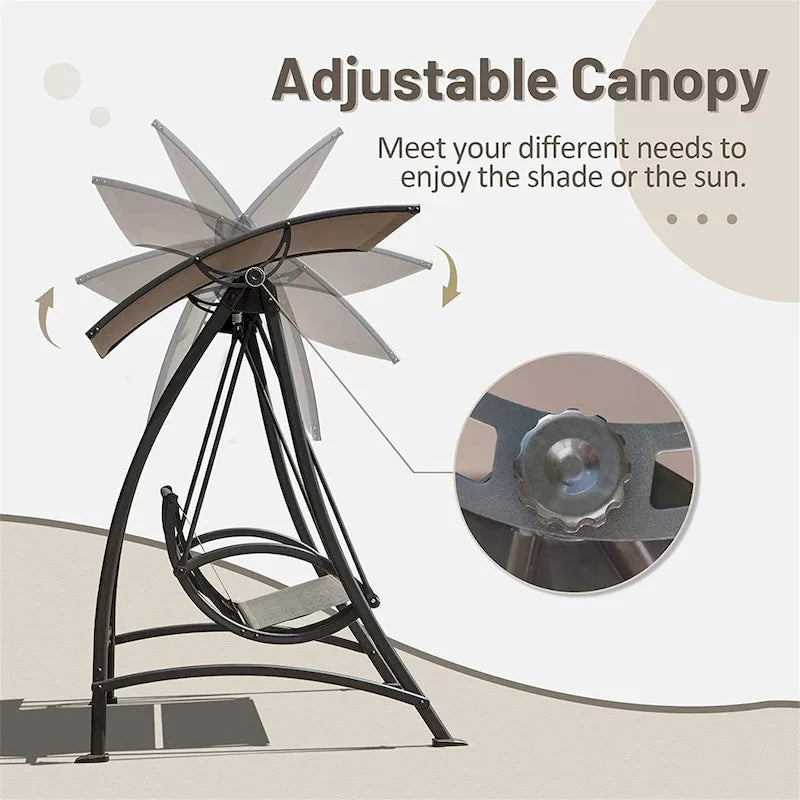 GDFStudio - Bella Outdoor Adjustable Patio Swing Chair with Steel Frame and Canopy