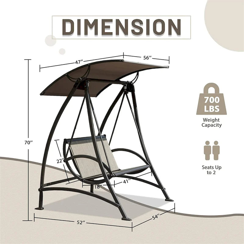 GDFStudio - Bella Outdoor Adjustable Patio Swing Chair with Steel Frame and Canopy