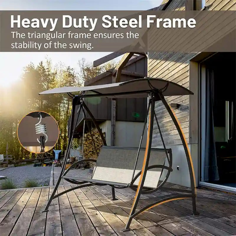 GDFStudio - Bella Outdoor Adjustable Patio Swing Chair with Steel Frame and Canopy