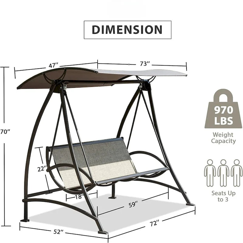 GDFStudio - Bella Outdoor Adjustable Patio Swing Chair with Steel Frame and Canopy
