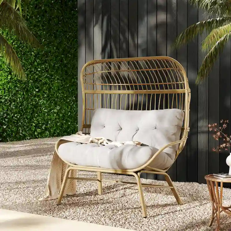 Palos Outdoor Wicker Loveseat with Fabric Cushion by Christopher Knight Home