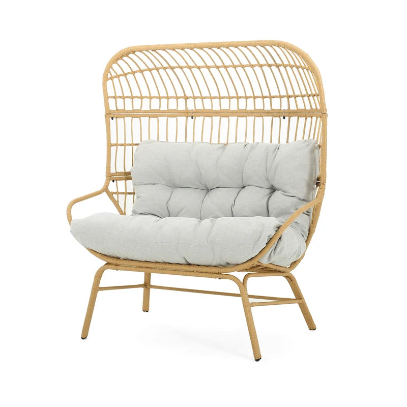 Palos Outdoor Wicker Loveseat with Fabric Cushion by Christopher Knight Home