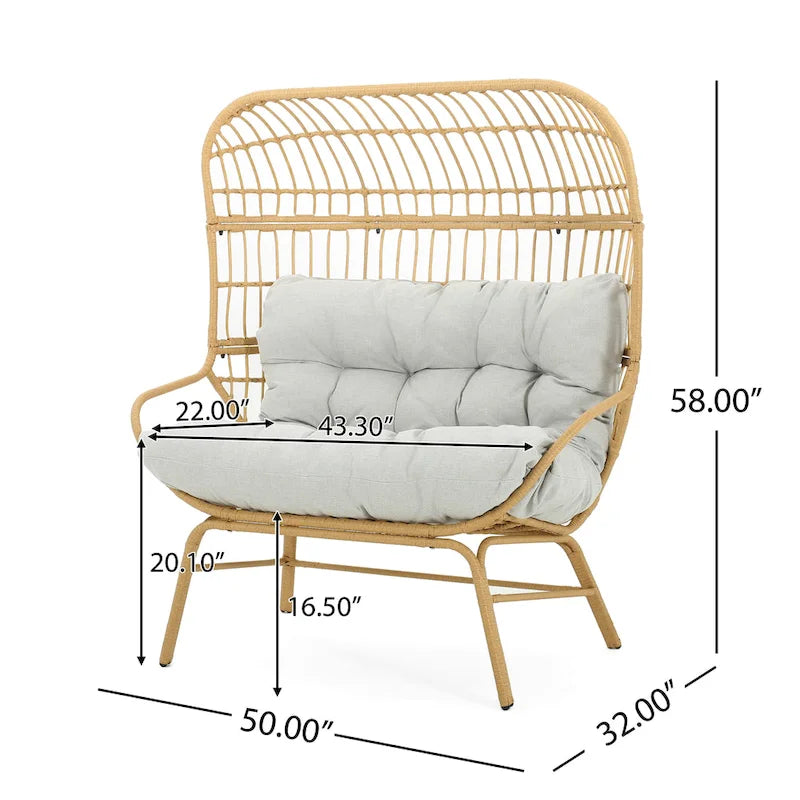 Palos Outdoor Wicker Loveseat with Fabric Cushion by Christopher Knight Home