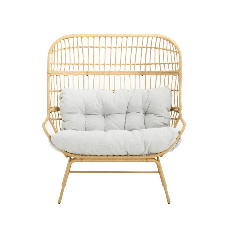 Palos Outdoor Wicker Loveseat with Fabric Cushion by Christopher Knight Home
