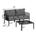 Christopher Knight Home - Afra 3-Piece Modern Patio Conversation Set with Waterproof Cushions