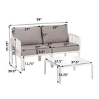 Christopher Knight Home - Afra 3-Piece Modern Patio Conversation Set with Waterproof Cushions