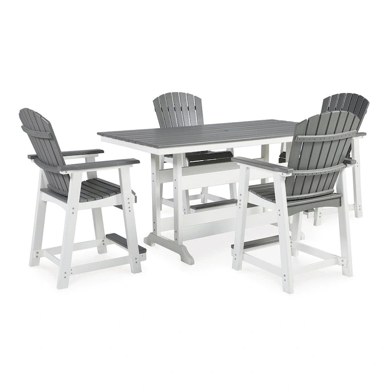 Signature Design by Ashley Transville White/Gray 5-Piece Outdoor Dining Package - 71.75 W x 37.5 D x 37 H