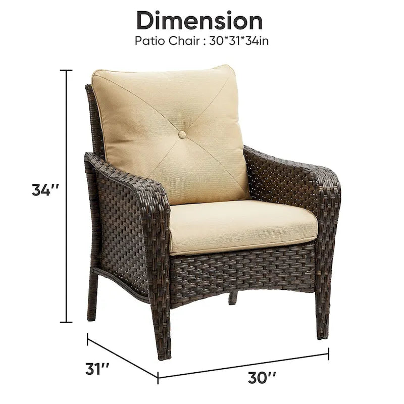 2 Pieces PE Rattan Wicker Chairs Outdoor Garden Chairs