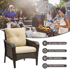 2 Pieces PE Rattan Wicker Chairs Outdoor Garden Chairs