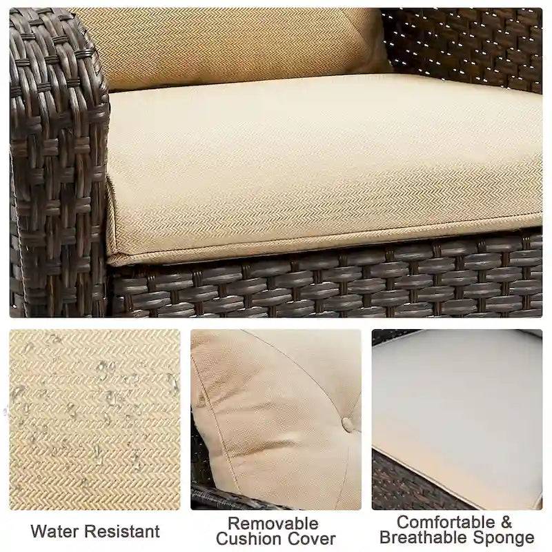 2 Pieces PE Rattan Wicker Chairs Outdoor Garden Chairs
