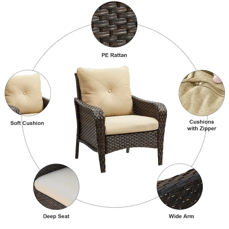 2 Pieces PE Rattan Wicker Chairs Outdoor Garden Chairs