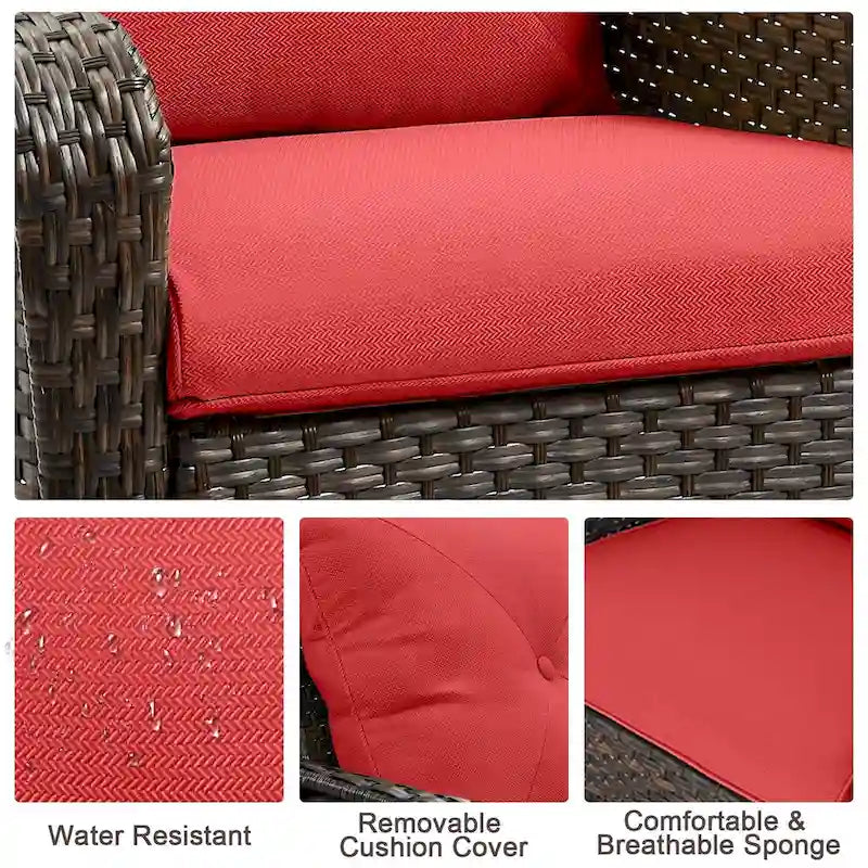 2 Pieces PE Rattan Wicker Chairs Outdoor Garden Chairs