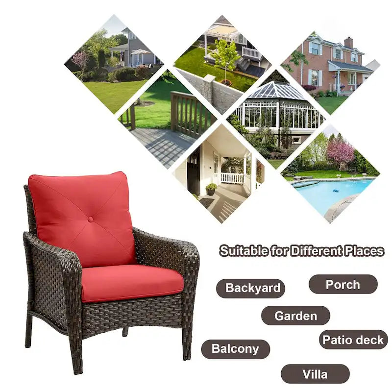 2 Pieces PE Rattan Wicker Chairs Outdoor Garden Chairs