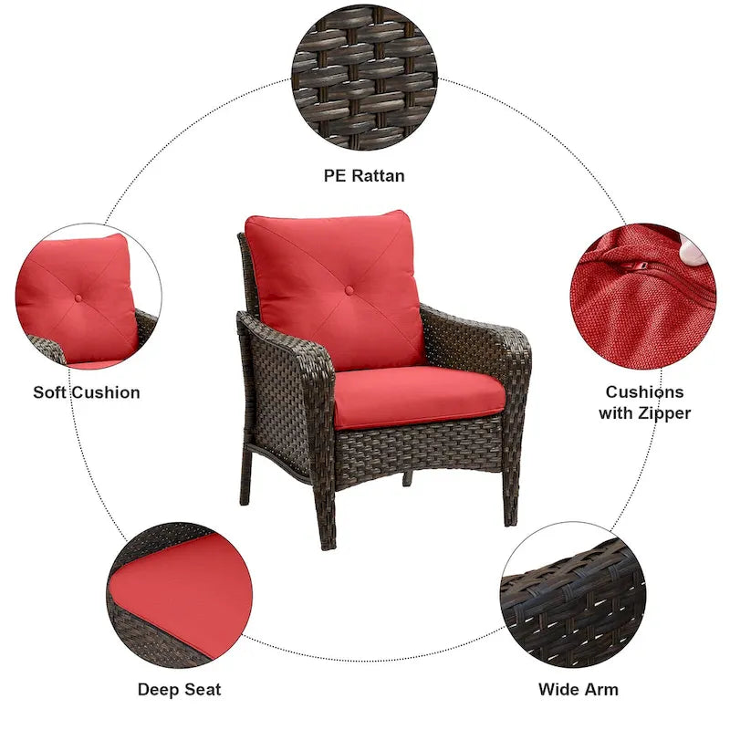 2 Pieces PE Rattan Wicker Chairs Outdoor Garden Chairs