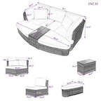 6-Piece Outdoor Rattan Modular Sectional Sofa Set with Coffee Table, Free Combination