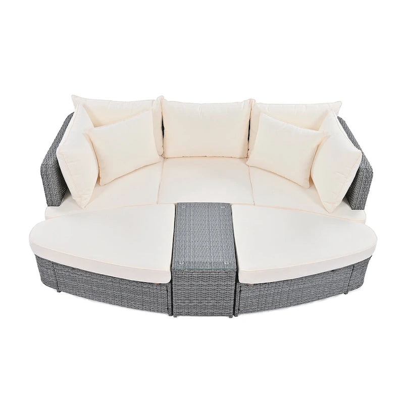 6-Piece Outdoor Rattan Modular Sectional Sofa Set with Coffee Table, Free Combination