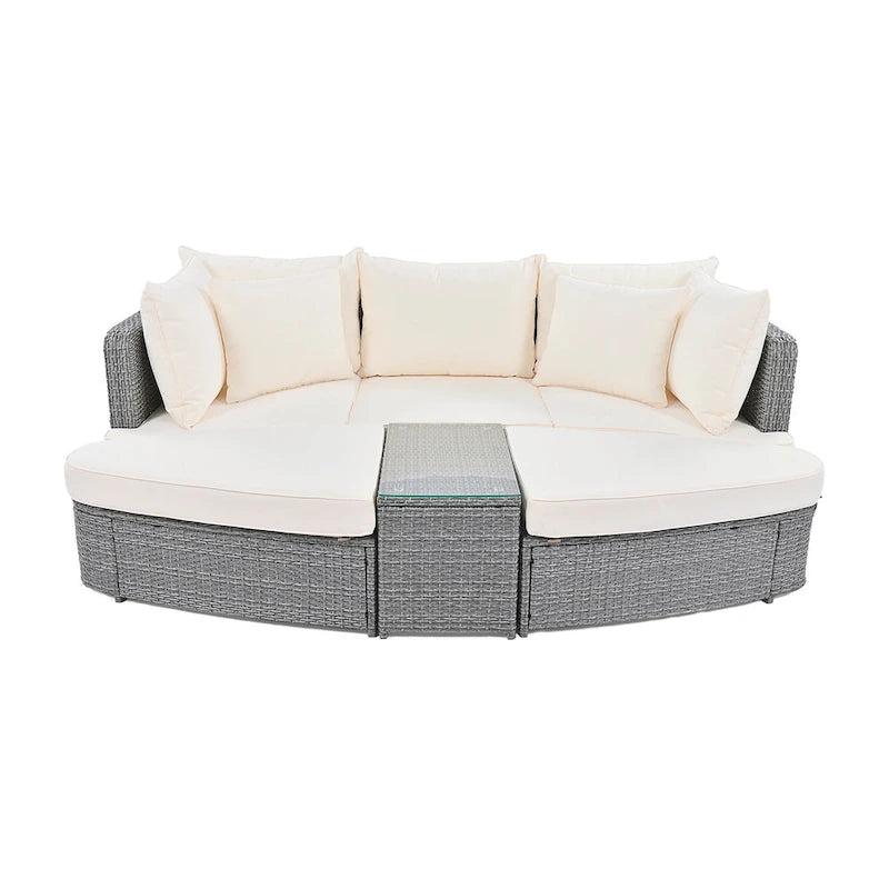 6-Piece Outdoor Rattan Modular Sectional Sofa Set with Coffee Table, Free Combination