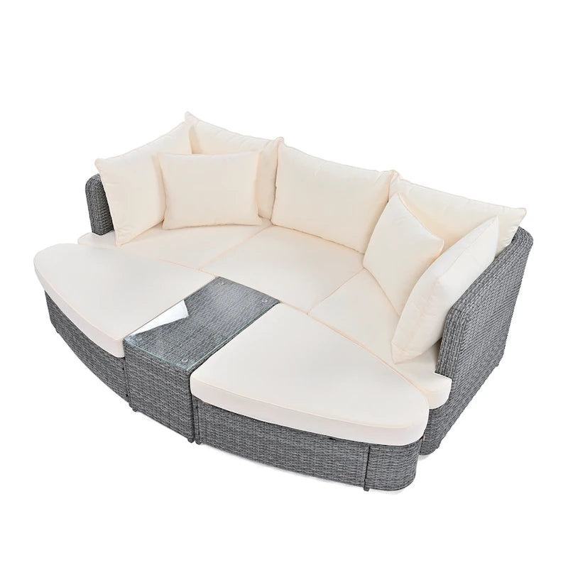 6-Piece Outdoor Rattan Modular Sectional Sofa Set with Coffee Table, Free Combination