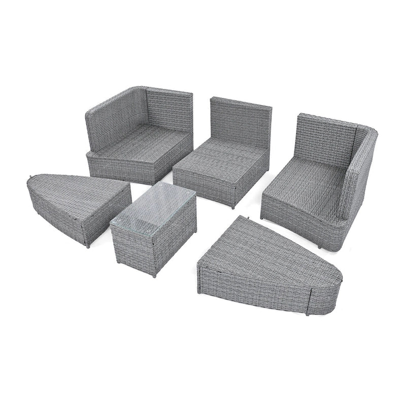 6-Piece Outdoor Rattan Modular Sectional Sofa Set with Coffee Table, Free Combination