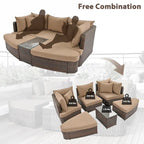 6-Piece Outdoor Rattan Modular Sectional Sofa Set with Coffee Table, Free Combination