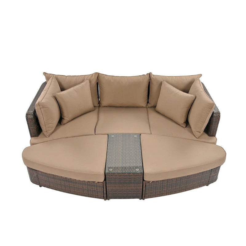 6-Piece Outdoor Rattan Modular Sectional Sofa Set with Coffee Table, Free Combination