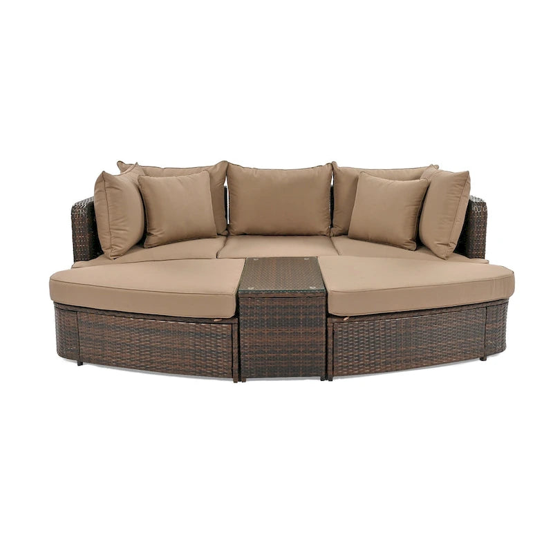 6-Piece Outdoor Rattan Modular Sectional Sofa Set with Coffee Table, Free Combination