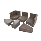6-Piece Outdoor Rattan Modular Sectional Sofa Set with Coffee Table, Free Combination