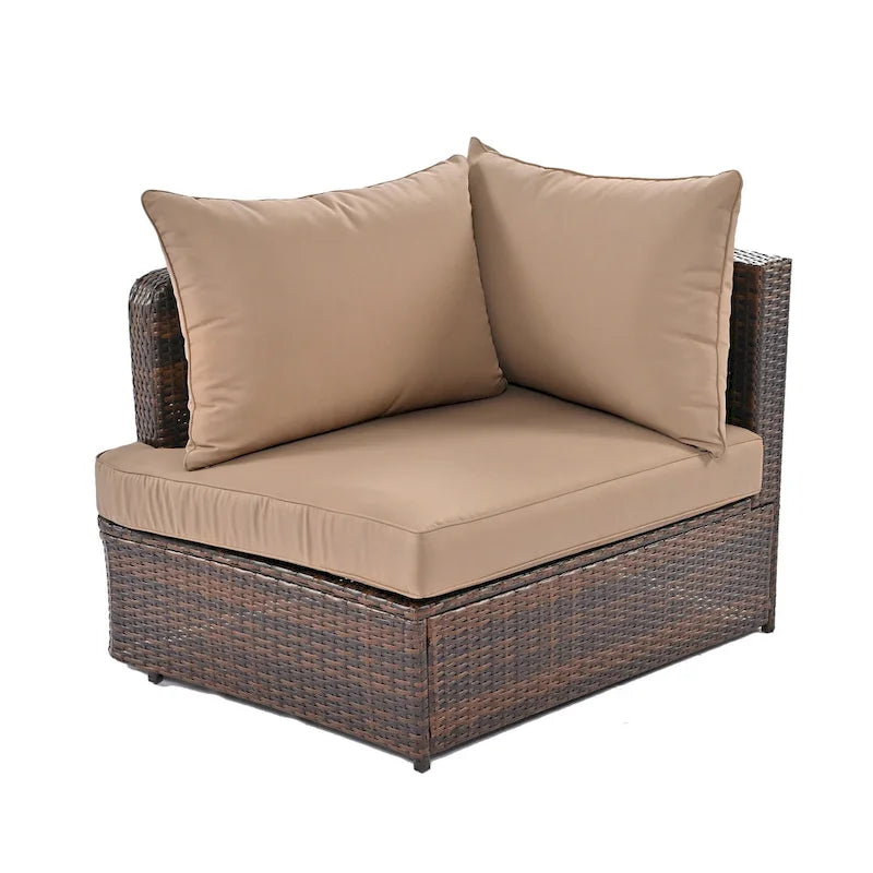 6-Piece Outdoor Rattan Modular Sectional Sofa Set with Coffee Table, Free Combination
