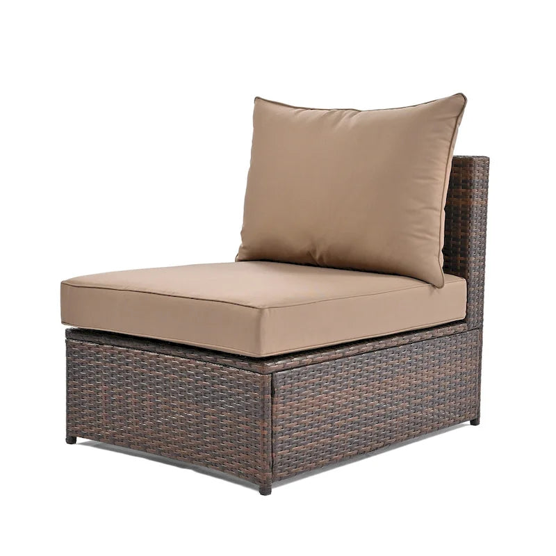 6-Piece Outdoor Rattan Modular Sectional Sofa Set with Coffee Table, Free Combination