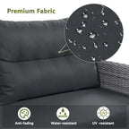 Outdoor Patio Rattan Sectional Sofa Set with Adjustable Height Table and 2 Reclining Seat, Extendable Side Tables