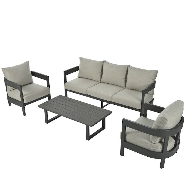Outdoor Seating Set with Thick Cushions for Ultimate Comfort, Perfect for Lawns, Patios, and Poolside