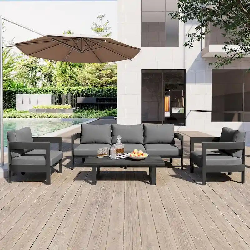 Outdoor Seating Set with Thick Cushions for Ultimate Comfort, Perfect for Lawns, Patios, and Poolside