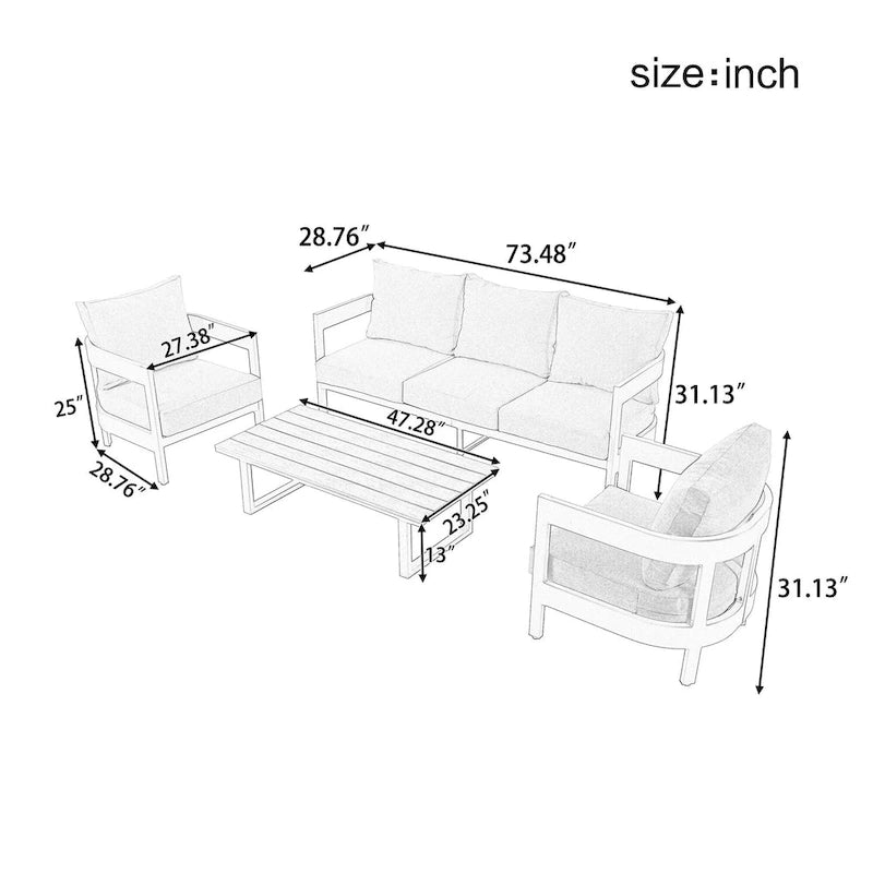 Outdoor Seating Set with Thick Cushions for Ultimate Comfort, Perfect for Lawns, Patios, and Poolside