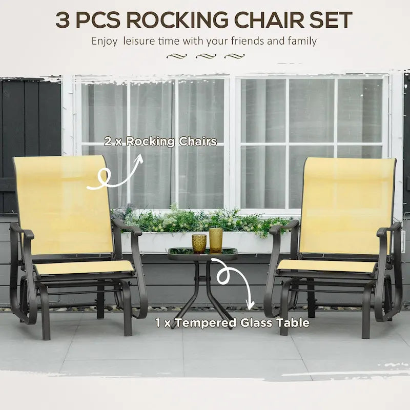 3-Piece Outdoor Gliders Set Bistro Set