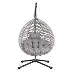 Versatile Egg Chair for Indoor and Outdoor Use, PE Rattan Patio Swing Hanging Chair with Stand and Cushion