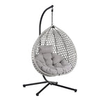 Versatile Egg Chair for Indoor and Outdoor Use, PE Rattan Patio Swing Hanging Chair with Stand and Cushion