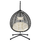 Versatile Egg Chair for Indoor and Outdoor Use, PE Rattan Patio Swing Hanging Chair with Stand and Cushion