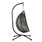 Versatile Egg Chair for Indoor and Outdoor Use, PE Rattan Patio Swing Hanging Chair with Stand and Cushion