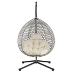 Versatile Egg Chair for Indoor and Outdoor Use, PE Rattan Patio Swing Hanging Chair with Stand and Cushion
