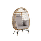 Oversized Wicker Egg Chair with Ottoman - 600lb Capacity Rattan Hanging Chair with Thick Cushions for Indoor/Outdoor Patio