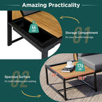 4-Piece Outdoor Patio Iron Sectional Sofa Set with Coffee Table and Side Storage Shelf