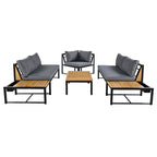 4-Piece Outdoor Patio Iron Sectional Sofa Set with Coffee Table and Side Storage Shelf