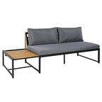 4-Piece Outdoor Patio Iron Sectional Sofa Set with Coffee Table and Side Storage Shelf