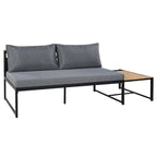 4-Piece Outdoor Patio Iron Sectional Sofa Set with Coffee Table and Side Storage Shelf