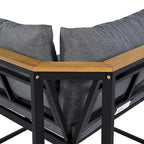 4-Piece Outdoor Patio Iron Sectional Sofa Set with Coffee Table and Side Storage Shelf